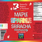 Maple Sparkle Sriracha hot sauce label from Butterfly Bakery of Vermont with colorful text and branding.