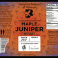 Label for Maple Juniper hot sauce from Butterfly Bakery of Vermont