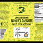 Label for Cayenne Parsnip Farmer's Daughter Craft Beer hot sauce from Butterfly Bakery of Vermont