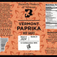 Butterfly Bakery of Vermont Vermont Paprika Hot Sauce label with text and branding.
