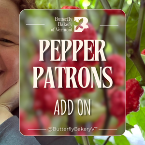 Graphic badge for the Butterfly Bakery of Vermont Pepper Patrons club