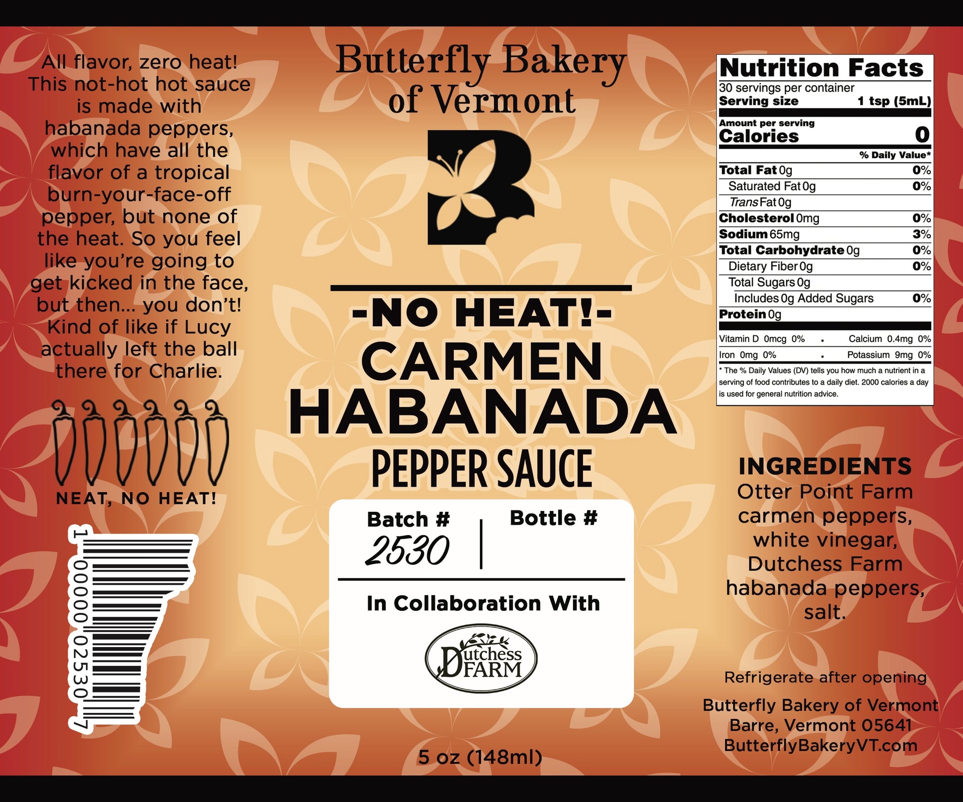 Label for Carmen Habanada hot sauce
