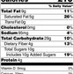 Nutrition facts label for a food product with serving size, calories, and nutritional content details.