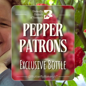 Graphic badge for the Butterfly Bakery of Vermont Pepper Patrons club