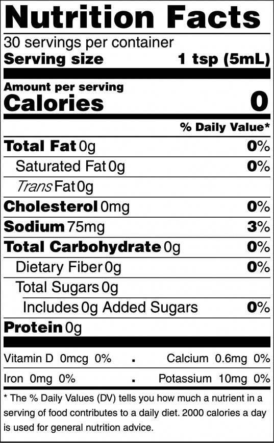 Nutrition facts label for hot sauce