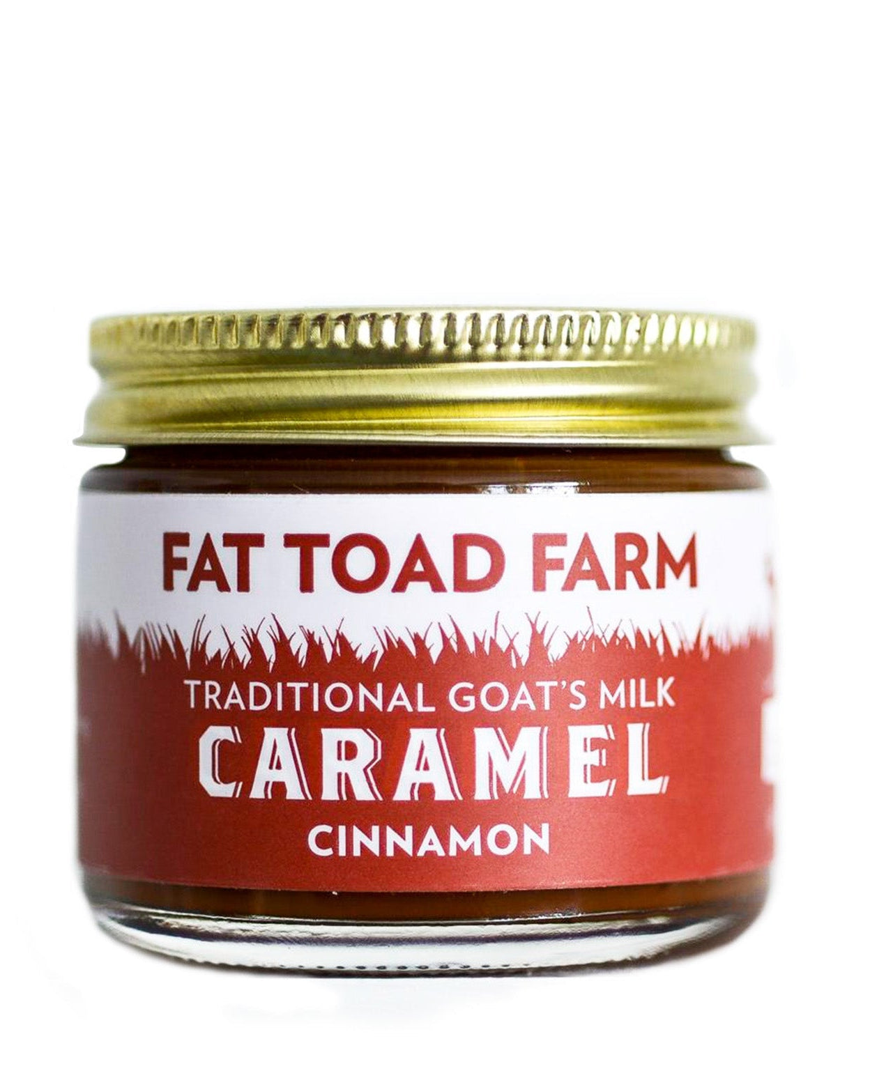 2oz jar of Fat Toad Farm Cinnamon caramel with a white background