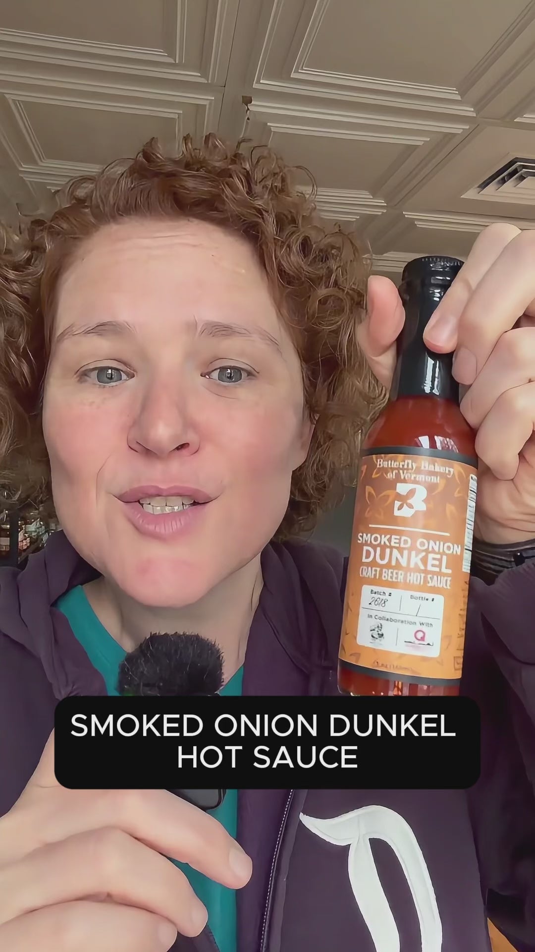 Video of Claire Georges talking about Smoked Onion Dunkel Craft Beer hot sauce from Butterfly Bakery of Vermont