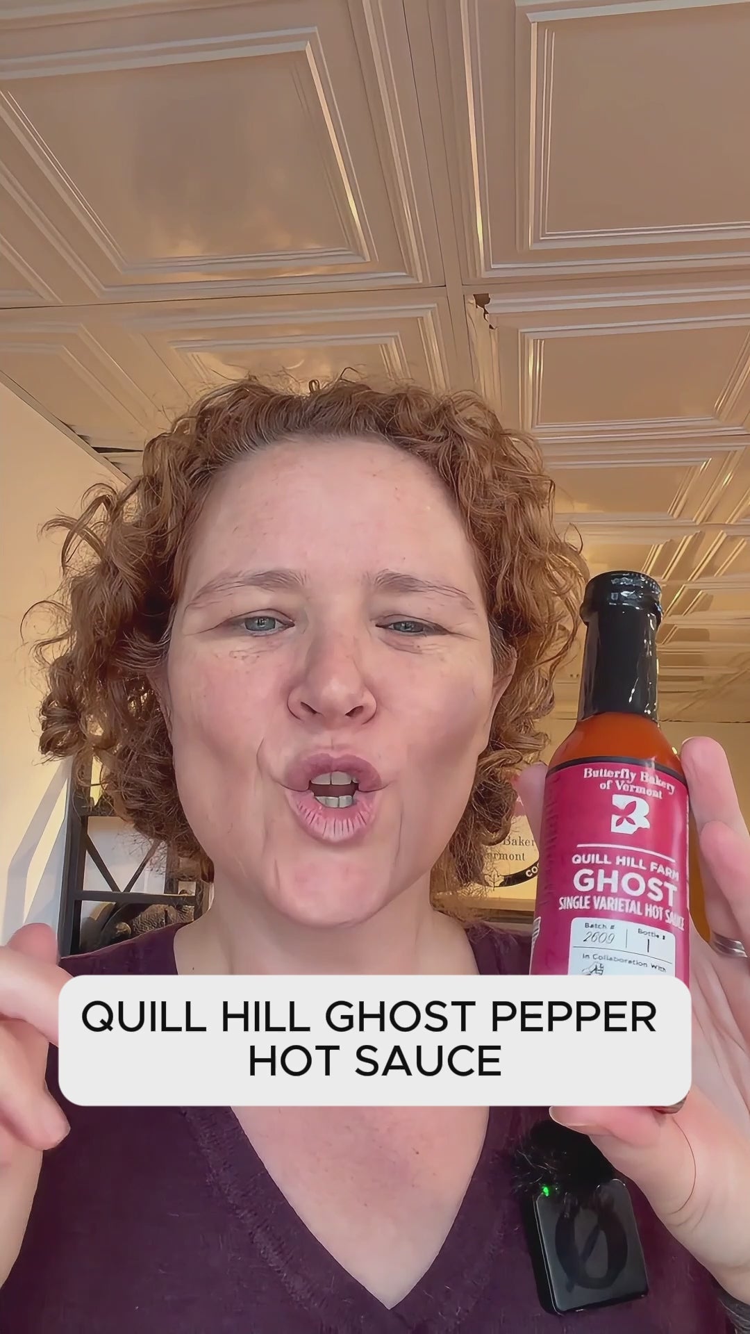 Video of Claire Georges talking about Quill Hill Farm Ghost Single Varietal hot sauce from Butterfly Bakery of Vermont