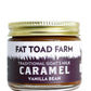 Jar of Fat Toad Farm vanilla bean caramel on a white background