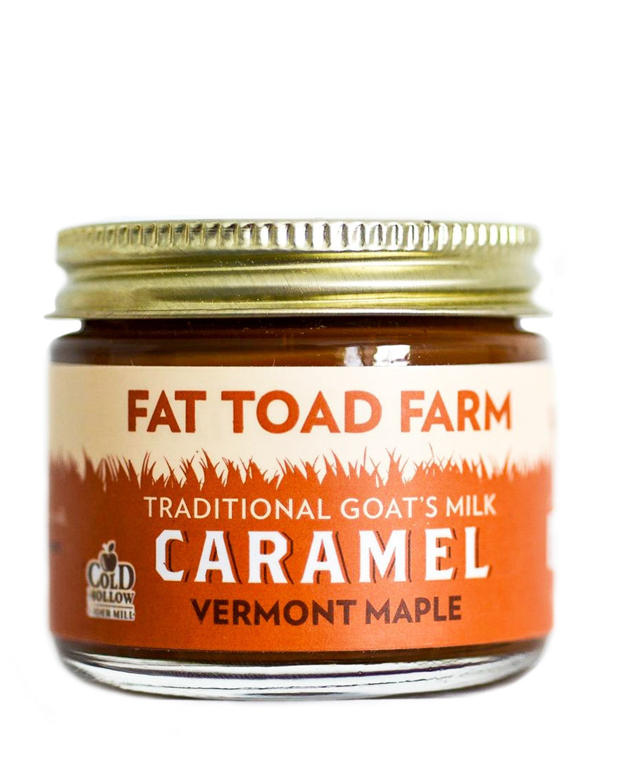 2oz jar of Fat Toad Farm Vermont Maple caramel with a white background