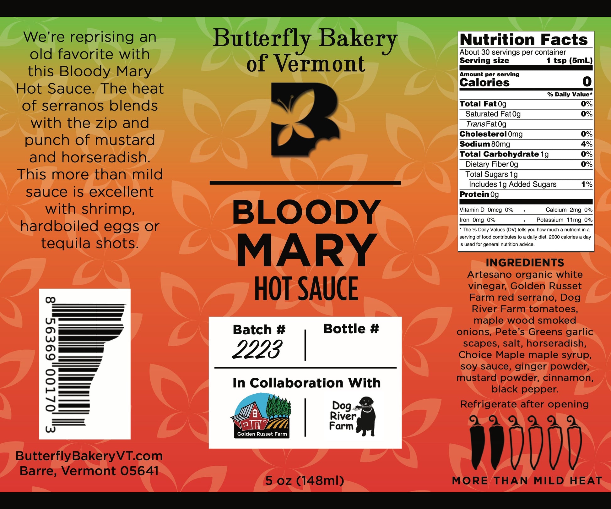 Bloody Mary Hot Sauce - Butterfly Bakery of Vermont