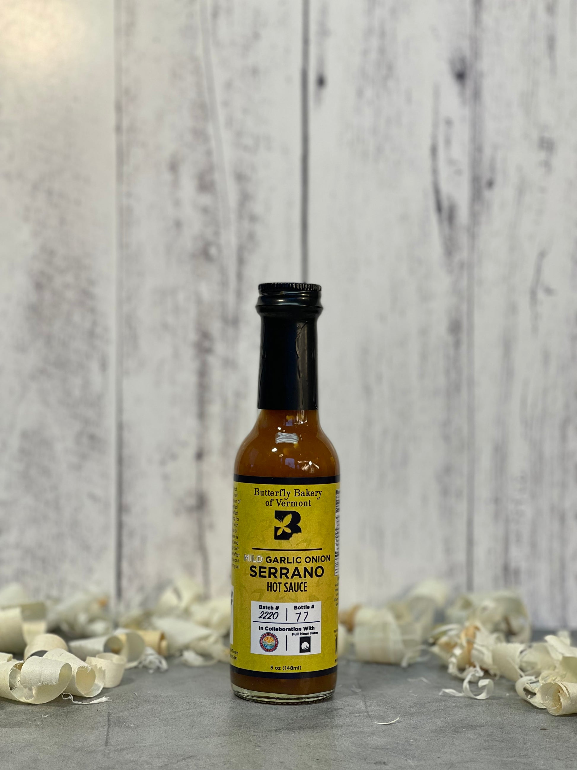 Mild Garlic Onion Serrano Hot Sauce - Butterfly Bakery of Vermont