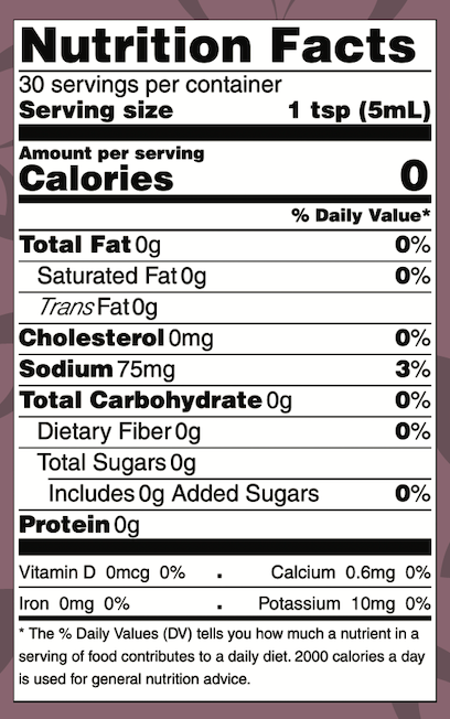 Nutrition label for Peppercorn Porter Hot Sauce - Butterfly Bakery of Vermont