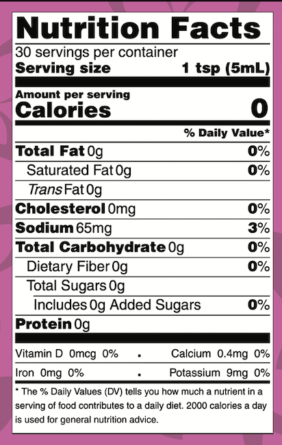 Nutrition label for Elderflower Ghost Hot Sauce - Butterfly Bakery of Vermont