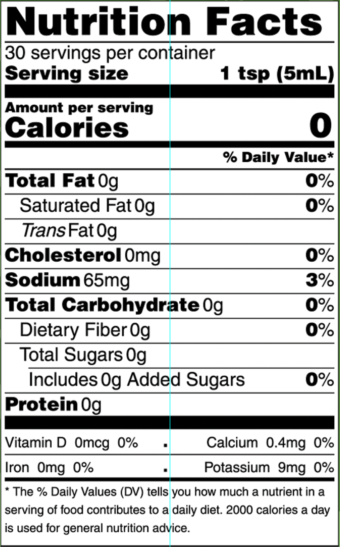 Nutrition label for Ghost Verde Pickle Genersaucity Hot Sauce - Butterfly Bakery of Vermont