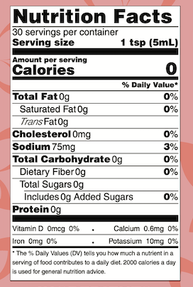 Nutrition label for Red Ghost Reaper Hot Sauce - Butterfly Bakery of Vermont
