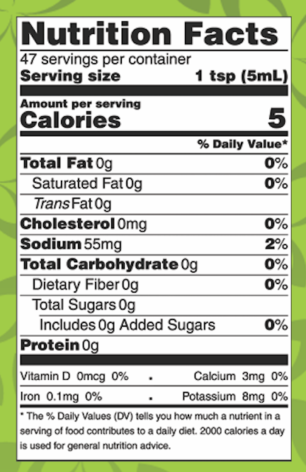 Nutrition label for Vermont Jalapeno Mustard - Butterfly Bakery of Vermont